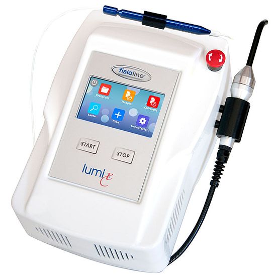 A Lumix® Surgery Dental laser machine, used in dental surgeries with a prominent display screen and various control buttons. 